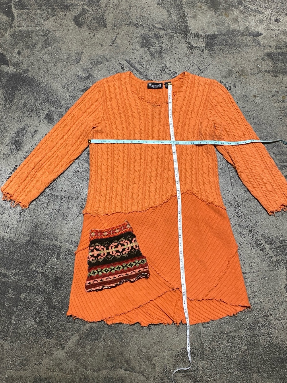 Bright Orange Knit Dress with Patch Pocket